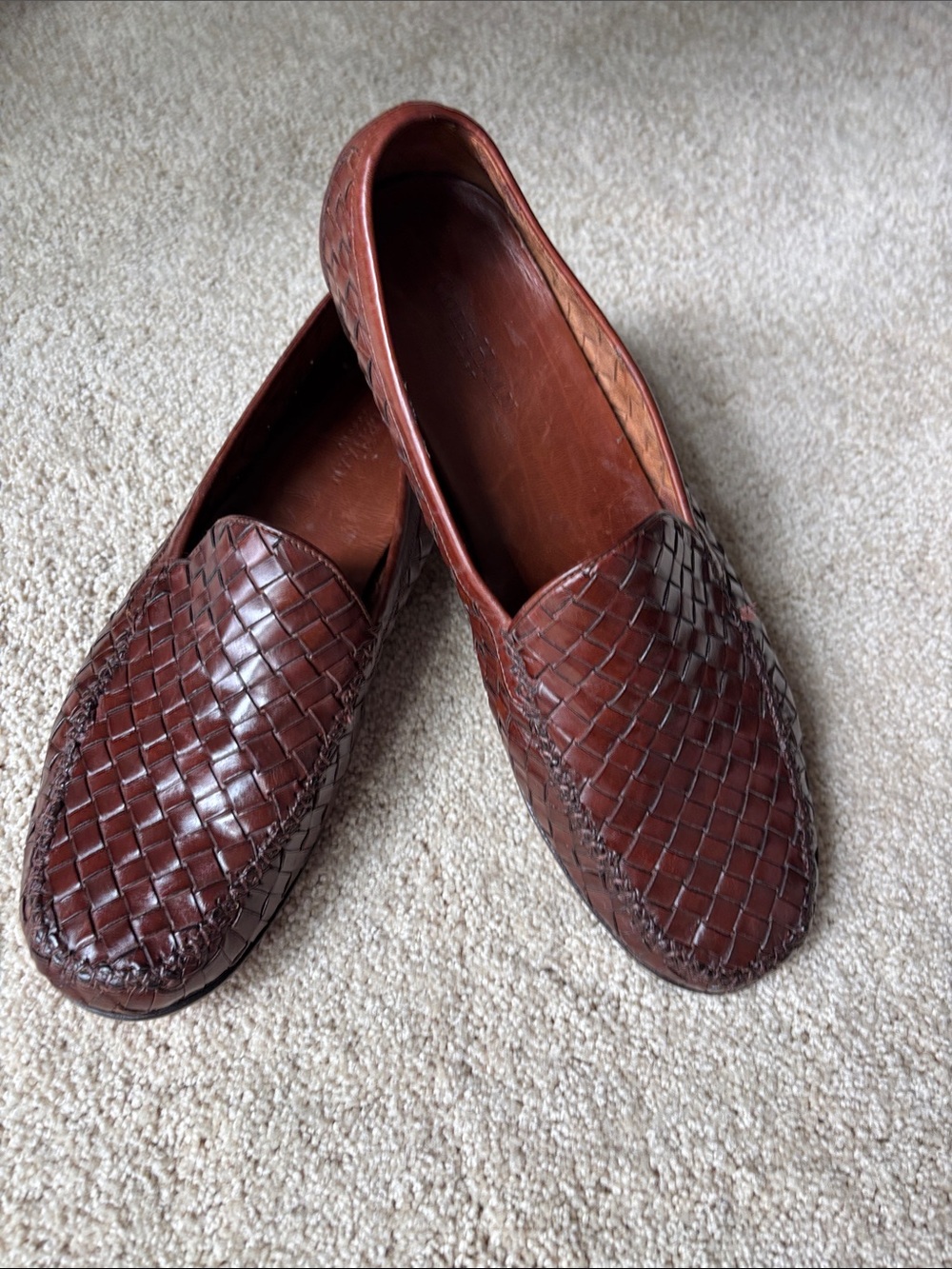 Men's Cole Haan Woven Leather Slip-On Loafers in Brown
